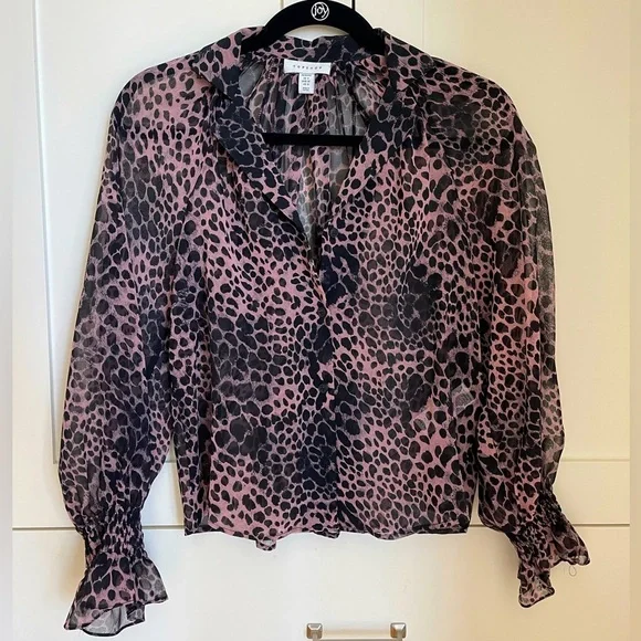 Topshop Leopard Print Button Down - Picture 3 of 8